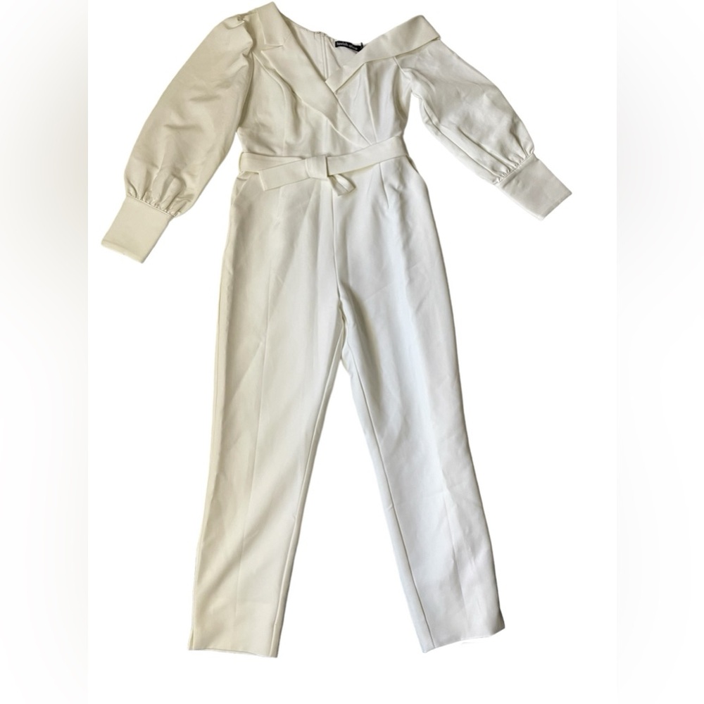 Lavish Alice Off-Shoulder White Jumpsuit